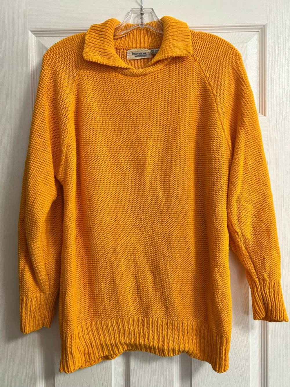Cozy Fold-Over Collar Sweater in Golden Yellow